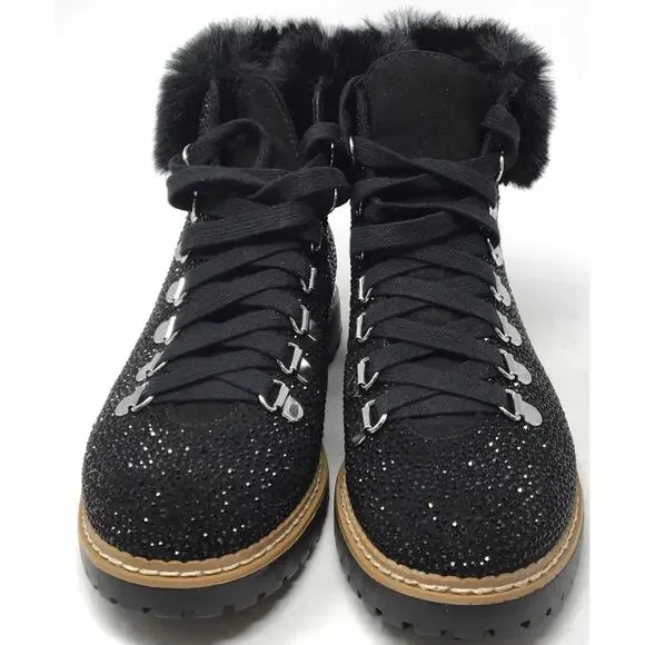 INC Int’l Concepts Macys Pravale Black Bling Hiker Ankle Booties Women's Sz 6.5 - Picture 4 of 7